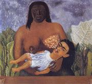 Frida Kahlo Kahlo painted herself in my Nurse and i in the arms of an Indian wetnurse oil painting on canvas